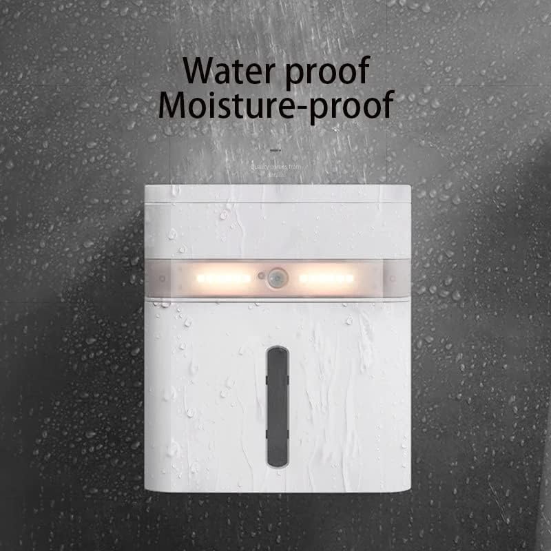 SLSFJLKJ Duvara Monte rulo kağıt havlu tutucu Akıllı sensörlü LED Aydınlatma Büyük Kapasiteli Banyo Doku saklama kutusu (Renk: