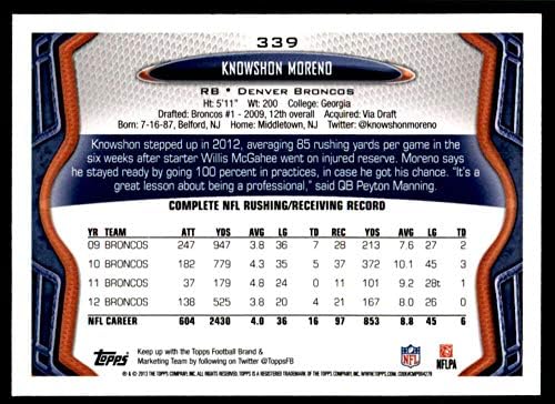 2013 Topps 339 Knowshon Moreno Denver Broncos'u Tanıyor