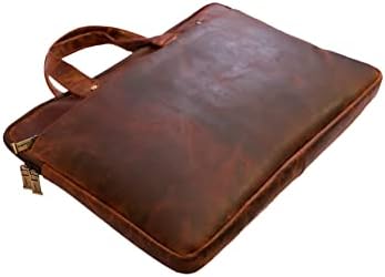 Adhart Dizüstü Messenger omuzdan askili çanta Hakiki Deri Evrak Çantası 15.6 İnç Tasarımcı Çanta Erkekler ve Kadınlar için-Koyu