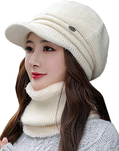 Kadınlar için şapka ve Eşarp, kadın Şapka Eşarp Seti Sıcak Bere Örme Yün Şapka Açık Soğuk Geçirmez Eşarp Şapka Kış Şapka