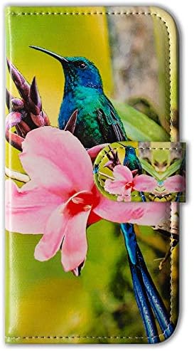 Bcov Galaxy A12 Kılıfı, Hummingbird Pembe Çiçek Deri Flip telefon kılıfı Cüzdan Kapak ile Kart Yuvası Tutucu Kickstand Samsung