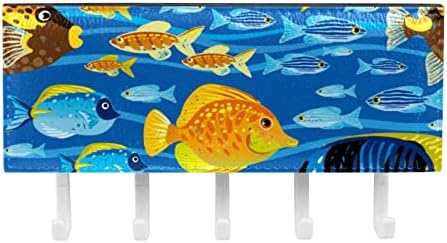 GUEROTKR Duvar Kancaları, asma kancaları, Asmak için Yapışkan Kancalar, Suluboya Okyanus Hayvan Balık Mavi Desen