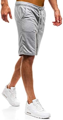Andongnywell erkek Düz Renk Konfor egzersiz şortu Cepler ile Vücut Geliştirme Pamuk Kısa Pantolon