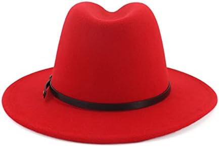 Kırmızı Panama Şapka Rahat Ton İki Yün Kadın Şapka Fedora Caz Şapka Erkekler için Geniş Alt Beyzbol Kapaklar Kabuk Şapka