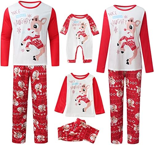 DIYAGO Noel aile pijamaları Eşleşen Setleri Evcil Hayvanlar, Eşleşen Uzun Kollu Tişört ve Pantolon Gecelik Pj Pijama Seti