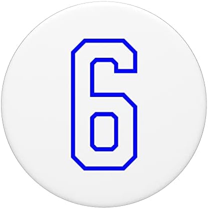 Numarası 6 Altı Spor Jersey Beyaz Mavi Doğum Günü Yaş PopSockets Değiştirilebilir PopGrip
