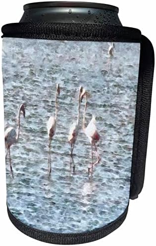 3DROSE Flamingoların Gösterişli Bir Pat Suluboya-Can Soğutucu Şişe Sargısı (cc-361113-1)