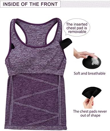 Disbest Yoga Tank Top, kadın Performans Sıkı Hızlı Kuru Spor Egzersiz koşu üst giyim Yelek Çıkarılabilir Pedleri ile