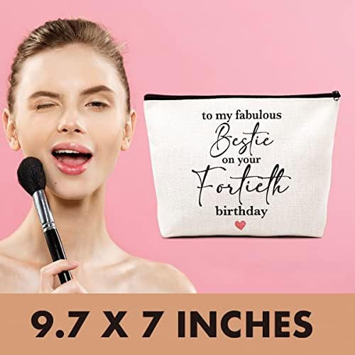 JRHung Komik Bestie Foxtieth Makyaj Çantası Seyahat makyaj çantası Kadınlar için 40th Doğum Günü Hediyeleri Kadın Dostluk
