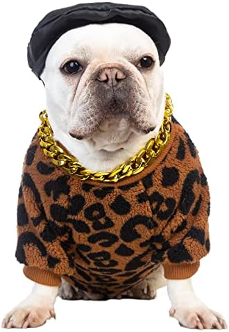 Coomour Kış Köpek Kazak Evcil Hayvan Giysileri Siyah Şapka ve Altın Yaka Köpek Kalınlaşma Sıcak Gömlek Köpekler için (S)