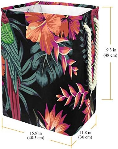 Inhomer Tropikal Vintage Amerika Papağanı Papağan Ebegümeci Strelitzia Çiçek Palmiye Yaprakları Çiçek 300D Oxford PVC Su