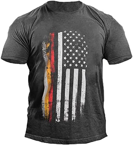 ZEFOTİM 4 Temmuz Gömlek Erkekler için Kısa Kollu O Boyun Amerikan Bayrağı Egzersiz Gömlek Casual Yaz Moda İnce Tişörtleri