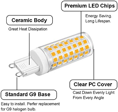 Yosenmi G9 LED Ampul, 6 W (60 W Halojen Ampul Değiştirme), Günışığı Beyaz 6000 K, 120 V 550LM G9 Bi Pin Bankası Ampuller,