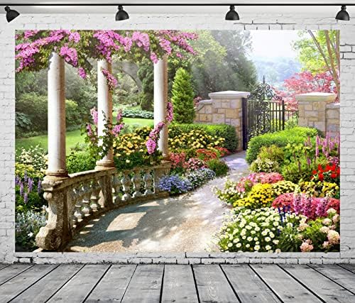 BELECO Kumaş 20x10ft Romantik Bahar Bahçe Zemin Resimler için Renkli Çiçek Açan Çiçekler Bitkiler Gizli Bahçe Fotoğraf Arka