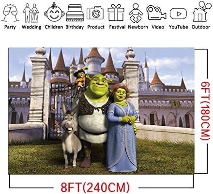 8x6ft Shrek Tema Fotoğraf Backdrop Kale Yeşil Canavar fotoğraf kabini Arka Plan Çocuklar için Shrek Tema Mutlu Doğum Günü