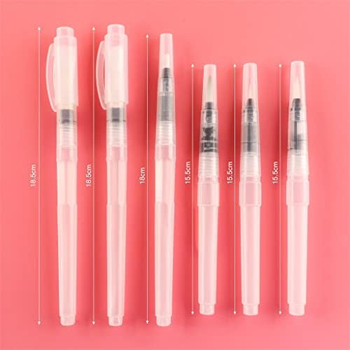 DLOETT 6 Adet Düz / Güzel İpucu Doldurulabilir Su Fırçaları Su Renk Fırça Kalem Seti Suluboya Boyama cetvel kalemi