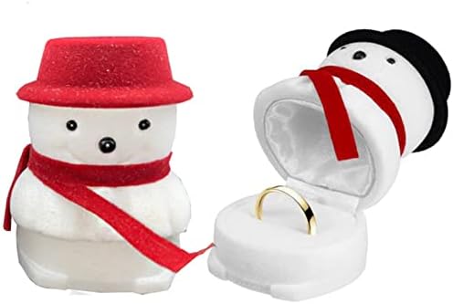 WONİU 2 Adet Kadife Mini Noel Kardan Adam Yüzük Kutusu Sevimli Kardan Adam Kolye Küpe Kutusu Mücevher kutusu ekran Ve hediye