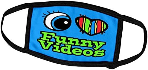 3dRose Parlak Göz Kalp Komik Videoları Seviyorum - Yüz Kapakları (fc_106108_1)