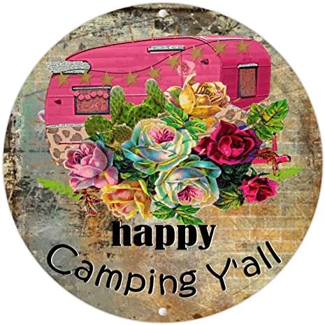 Mutlu Kamp Hepiniz Metal Tabelalar Çiftlik Evi Rustik Kamp Tabelaları Seyahat Römorkları için Vintage Camper Dekor Tabelası