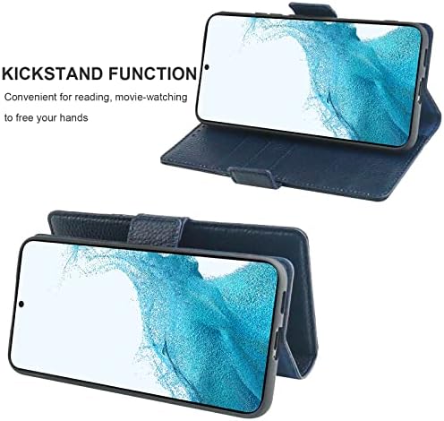 Bocasal Cüzdan Kılıf için Galaxy S22 Artı 5G, hakiki Deri Destek Kablosuz Şarj RFID Engelleme Flip Case Kart Yuvaları Tutucu,