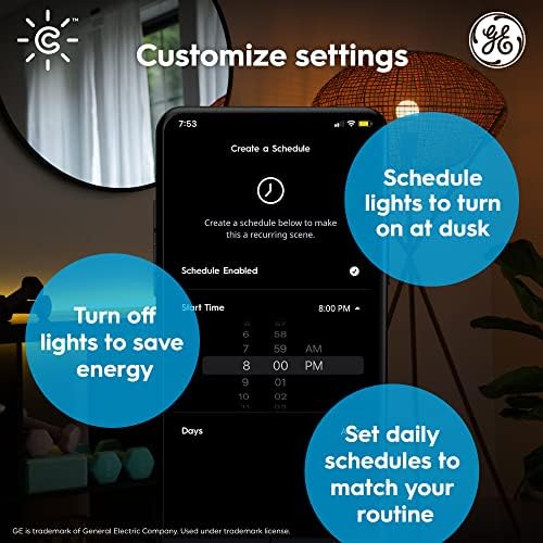 GE Aydınlatma CYNC Akıllı LED ampuller, Renk Değiştirme, Bluetooth ve Wi-Fi, Alexa ve Google Home ile Çalışır, G25 Küre ampuller