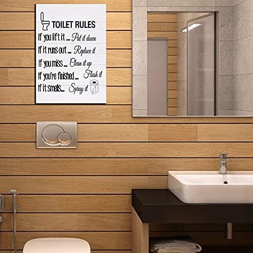 Tuvalet Kuralları Duvar Sanatı Dekoru Ahşap Tuvalet Kuralları İşareti Komik Banyo İşareti Rustik Çiftlik Evi Tuvalet Duvar