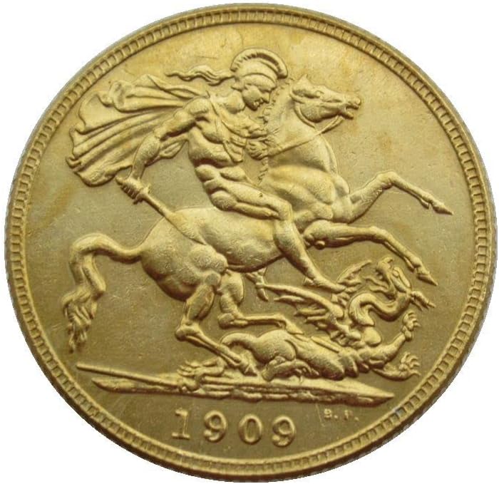 İNGILTERE 1 Egemen Altın Pound 1902-1910 9 Yabancı Kopya Altın Kaplama Hatıra Paraları
