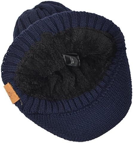 Retro Newsboy Örme Şapka ile Visor Bill Kış Sıcak Şapka Erkekler için