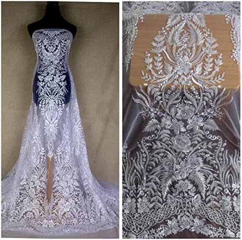 La Belleza Saf Beyaz Güzel Ağır Boncuklu dantel Kumaş 51 Genişlik kolay Kesim düğün elbisesi Gelin Peçe dantel Kumaş 3 Yards