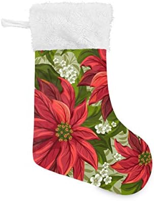 ALAZA Noel Çorap Atatürk Çiçeği Noel Çiçek Klasik Kişiselleştirilmiş Büyük Çorap Süslemeleri Aile Tatil Sezonu için Parti