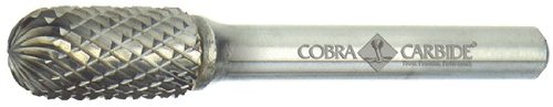 Cobra Karbür 10495 Mikro Taneli Katı Karbür Yarıçap Uçlu Silindirik Normal Uzunlukta Çapak, Çift Kesim, Şekil C SC-7, 1/4