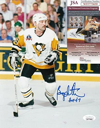 Bryan Trottier Pittsburgh Penguins Hof 1997 Jsa Kimliği Doğrulanmış İmzalı 8x10 İmzalı NHL Fotoğrafları