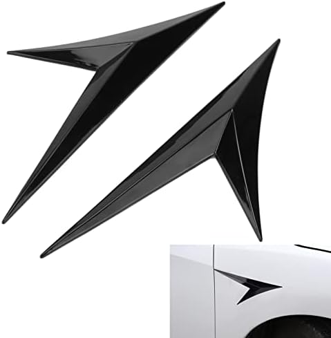 Aramox 1 Çift Evrensel Araba Çamurluk Yan Hava Firar Trim Sticker Parlak Siyah Kauçuk Dış Dekorasyon