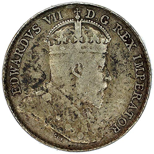 1907 CA Edward VII Kanada KM 13 Gümüş 5 Cent Çok İyi