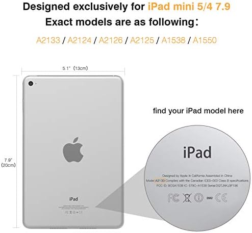 MoKo Kılıf Fit Yeni iPad Mini 5 2019 / Mini 4 2015 (5th / 4th Nesil 7.9 inç), ince Hafif Akıllı Kabuk Standı Kapak ile Saydam