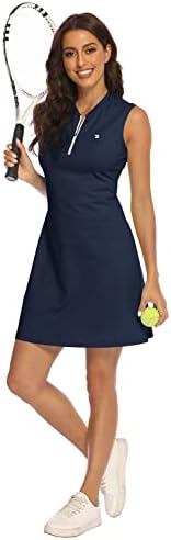 BGOWATU kadın Tenis Elbise Kolsuz Golf Polo ELBİSE Hafif Spor Giyim Elbise Zip Up