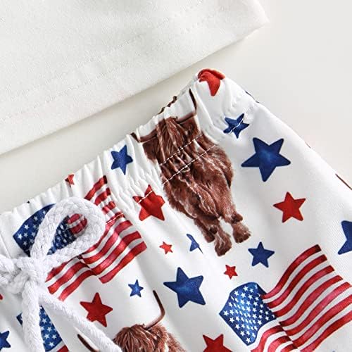 Wytyjxccyy 4th Temmuz Erkek Bebek Kıyafeti Amerikan Bayrağı ABD Kısa Kollu T-Shirt + Şort Bağımsızlık Günü Yürümeye Başlayan