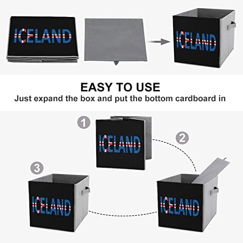 İzlanda Bayrağı Katlanabilir eşya kutuları Temelleri Katlanır Kumaş Saklama Küpleri Organizatör kulplu kutular