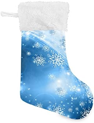 ALAZA Noel Çorap Mavi Kar Taneleri ve Yıldız Klasik Kişiselleştirilmiş Büyük Çorap Süslemeleri Aile Tatil Sezonu için Parti