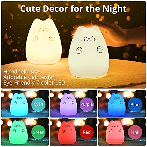 GoLıne Sevimli Kawaii Çocuk Gece Işıkları Odası Dekor için Kedi Lambası Çocuklar için Yatak Odası Kreş, Kadınlar için en