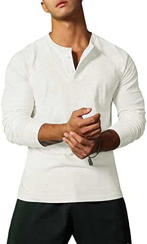 Ychnaim Erkek Şantuk Henley T-Shirt Rahat Uzun Kollu Yumuşak Konfor Düzenli Fit