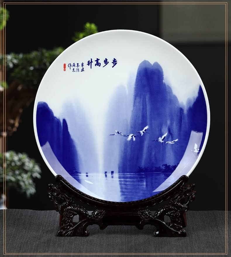 ZJHYXYH Kemik Çini Jingdezhen Seramik Dekoratif Asılı Plaka Oturma Plakası ev yapımı şarap dolabı Sundurma Ofis Süsleme