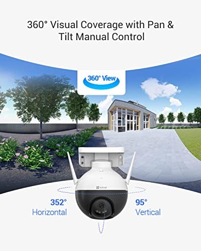 EZVIZ Güvenlik Kamerası Dış Mekan, 4MP WiFi Kamera Pan/Tilt, 360° Görsel Kapsama, IP65 Su Geçirmez, Renkli Gece Görüşü, AI