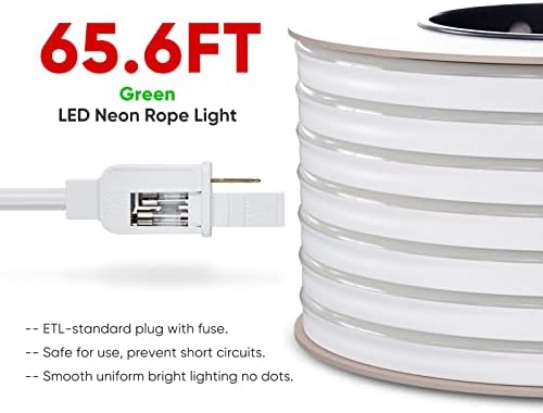 Yeşil 20M/65.6 ft LED Neon Halat aydınlatma Kiti ile Montaj Klipsi Paketi Parlaklık Dekor Paketi Ürünleri