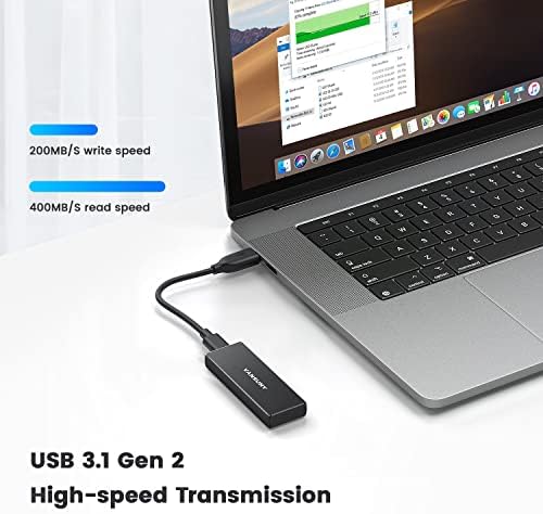 Vansuny 120 GB Taşınabilir Harici SSD, USB 3.1 400 mb/s Yüksek Hızlı USB-C Mini Alüminyum Taşınabilir Harici Katı Hal Sürücü