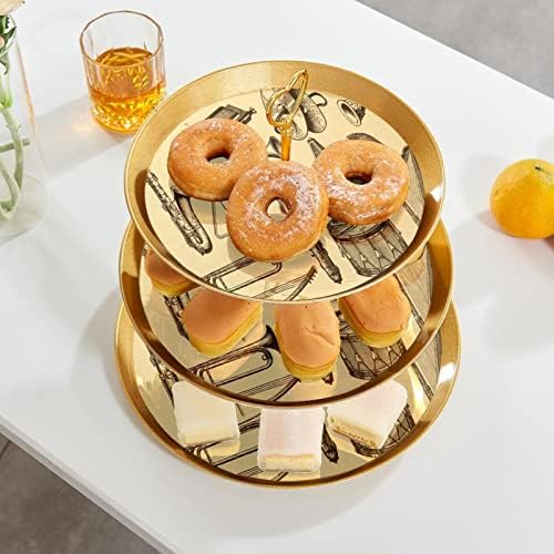 Kek Standı Seti 3 Katmanlı Cupcake Standları Kullanımlık Pasta Tabağı Düğün Doğum Günü Çay Partisi Süslemeleri, eski Stil