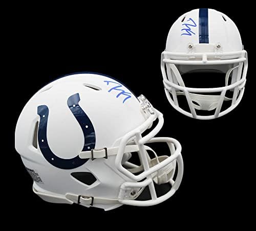 Dwight Freeney İmzalı Indianapolis Colts Speed Beyaz Mat NFL Mini Kask-İmzalı NFL Mini Kasklar