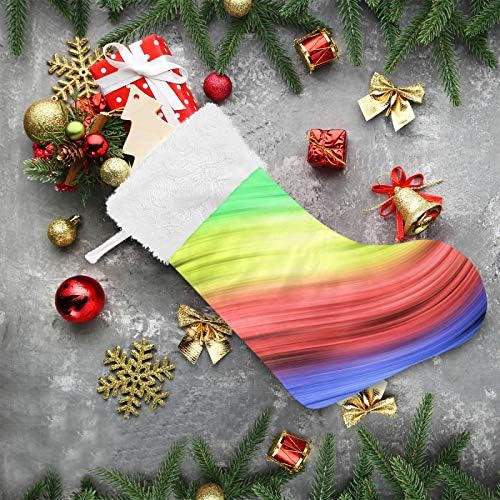 ALAZA Noel Çorap Renkli Çizgili Gökkuşağı Klasik Kişiselleştirilmiş Büyük Çorap Süslemeleri Aile Tatil Sezonu için Parti