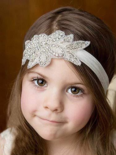 Unicra Elastik Kumaş Bantlar Bebek Taklidi Kafa Bandı Gümüş Gelin Başlığı Kristal saç aksesuarları Çiçek Kızlar için