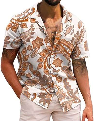 2023 Yeni Erkek Rahat Kısa Kollu İlkbahar Yaz Yatak Açma Boyun 3D Baskılı Gömlek Moda Üst Bluz Gömlek Yaz